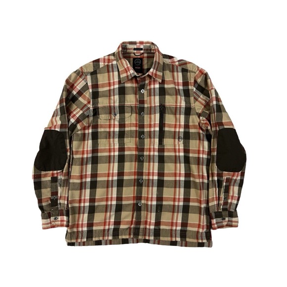 ATG X Wrangler Regular‎ Fit Men Tan Button Up Long Sleeve Flannel Sz M - Picture 1 of 6
